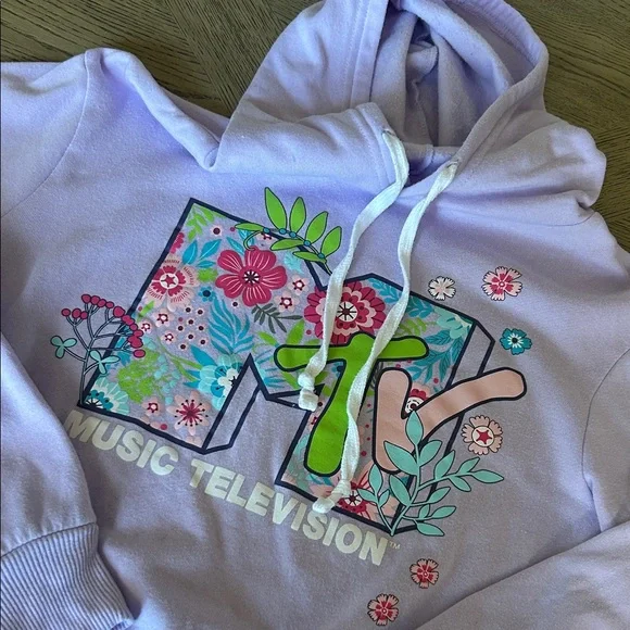 MTV Lavender Hoodie with Floral Design - Picture 1 of 6